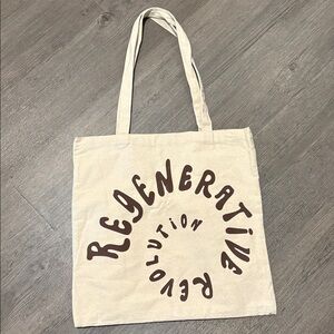 Christy Dawn Regenerative Revolution Tote Bag with Brown Text
